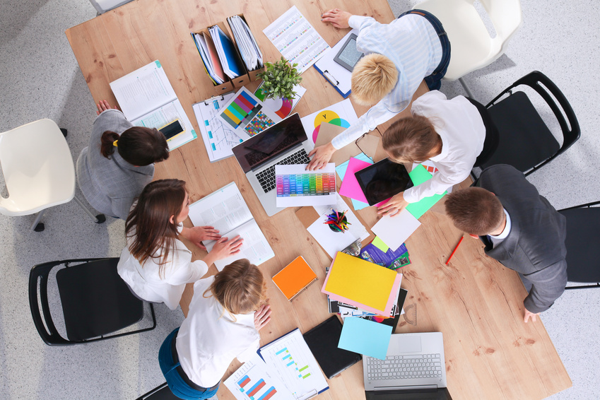 Business people sitting and discussing at meeting